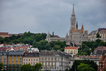 Exterior views of Matthias Catholic Church in Budapest Hungary