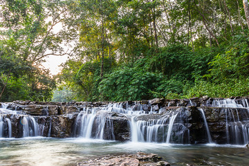 Green forest waterfall