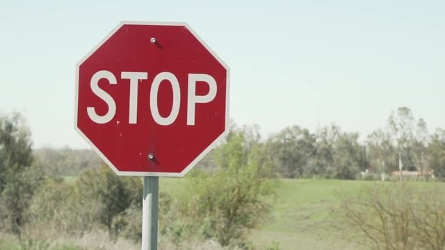 4K Stop Sign Nature in Background