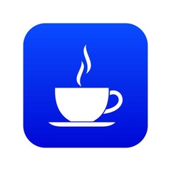 Cup of hot drink icon digital blue for any design isolated on white vector illustration