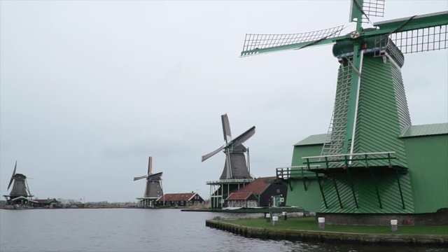 This is a shot of an active Windmill in Zaanse Schans, The Netherlands