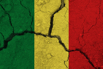 Mali flag on the cracked earth