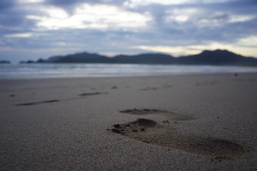 footprints on the beach