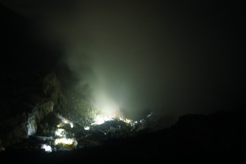 light in the mountain crater