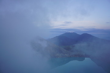 fog covering the mountain crater