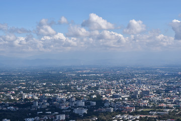 Naklejka na ściany i meble City from the view point on top of mountain, Chiang mai,Thailand.