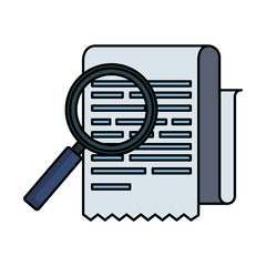 tax documents with magnifying glass