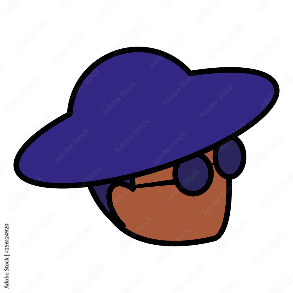 Canvas Prints black musician jazz head with hat and sunglasses