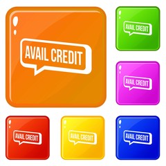 Avail credit icons set collection vector 6 color isolated on white background