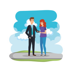 young couple in the road avatars characters