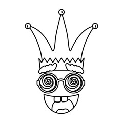 jester hat with glasses and smile fools day icon