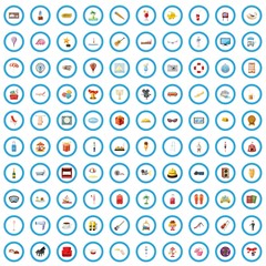 100 hotel icons set in cartoon style for any design vector illustration