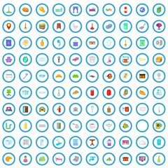 100 hotel service icons set in cartoon style for any design vector illustration