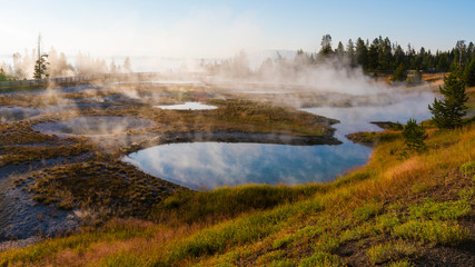 Sunrise at the West Thumb hot springs