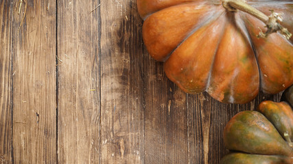 pumpkin on wooden background, with free text space