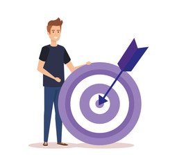 man with target arrow character