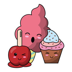 candy and desserts kawaii cartoon