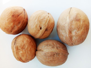 walnuts on a white background