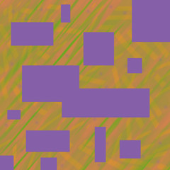 The abstract background of orange color with a multicolored chaotic pattern and violet rectangle