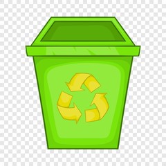 Eco dustbin icon in cartoon style isolated on background for any web design 