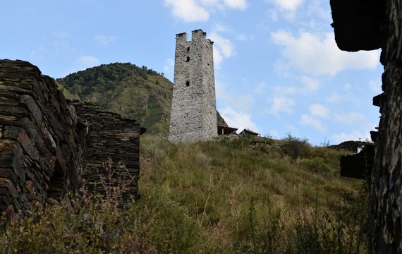 Dead city. Chechen Republic. Itum-Kale district. The Argun gorge. Russia