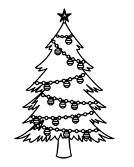 christmas tree icon isolated black and white