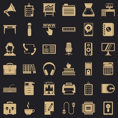 Work space icons set. Simple style of 36 work space vector icons for web for any design