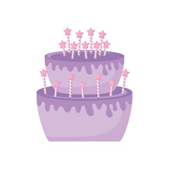 sweet cake with candles isolated icon