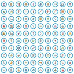 100 household products icons set. Cartoon illustration of 100 household products vector icons isolated on white background
