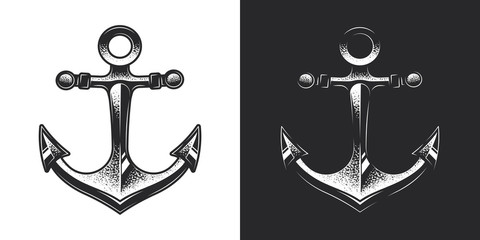 Monochrome anchor in vintage style. Original vector illustration © artmarsa