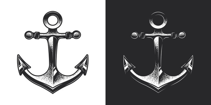 Monochrome anchor in vintage style. Original vector illustration