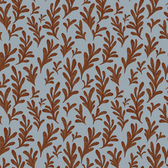 Delicate twigs with leaves seamless pattern