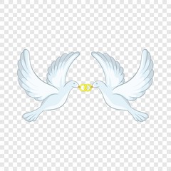 Doves with rings icon in cartoon style isolated on background for any web design 