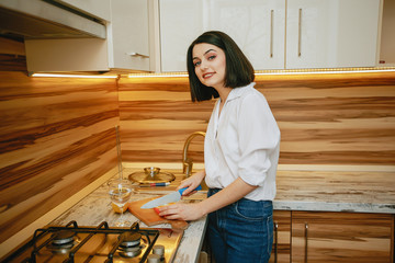 girl in a kitchen