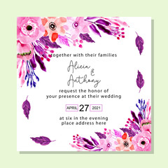 wedding invitation card with watercolor flower