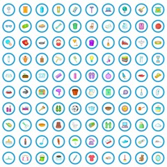 100 house things icons set in cartoon style for any design vector illustration