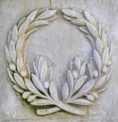 Floral ornament sculpture on stone.