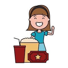 woman with popcorn and tickets avatar character