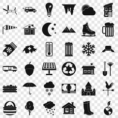 Country house icons set. Simple style of 36 country house vector icons for web for any design