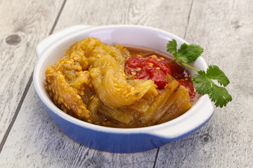 Caucasian cuisine - baked eggplant and tomato