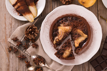 Pear and Chocolate Tart. 
