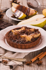 Pear and Chocolate Tart. 