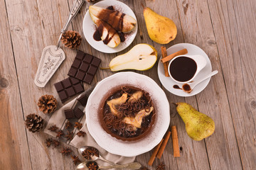 Pear and Chocolate Tart. 