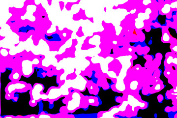 Abstract grunge or disco pattern containing bright pink, black, white and blue colors.