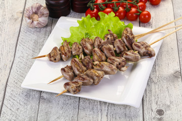 Chicken hearts skewer