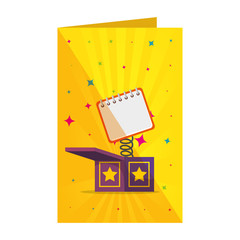 Fototapeta na wymiar card with surprise box and calendar