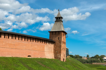 Spasskaya Tower. Walls and towers of the Novgorod Kremlin, Russia.