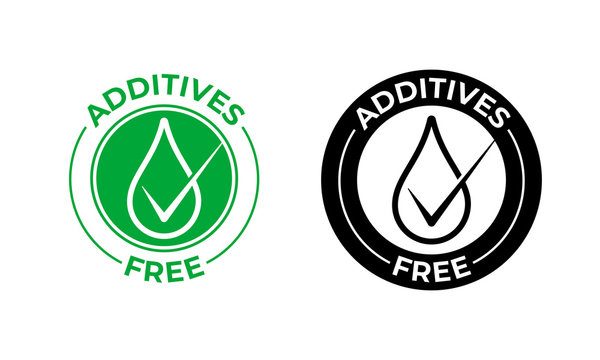 Additives free vector icon. Additives free, natural food package seal, green drop