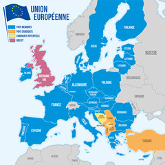Map of the European Union in french language - 256138583