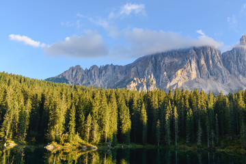lake carezza , Lago carezza travel location in dolomite national park,Italy Dolomite